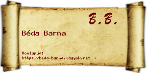 Béda Barna névjegykártya